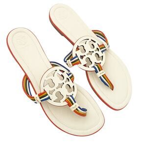 NEW Tory Burch Logo Mignon Rainbow Miller Sandals 9.5